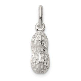 Solid 925 Sterling Silver Peanut Charm Pendant - 20mm x 5mm