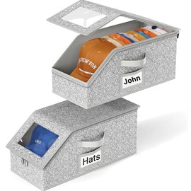 MISSLO 2 Pack Hat Organizer for Baseball Caps, Stackable Hat Racks Holder Cap Storage Container for Closet Sturdy Snapback Hats Box for Men with Cardboard, Grey