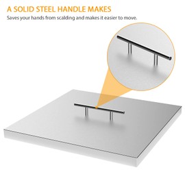 AJinTeby Fire Pit Lid Fits 24" x 24" Drop-in Fire Pit Pan, 27" x 27" Stainless Steel Fire Pit Burner Cover, Fire Pit Cover Rectangular Burner Pan