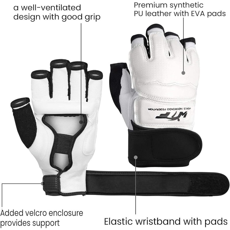 Karate Boxing Half-Finger Gloves and Foot Guards,Taekwondo Karate Gloves &