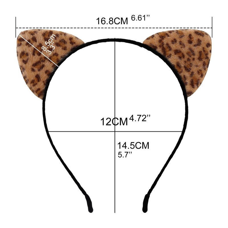 Moikolok Cheetah Leopard Ears Headband Cat Ears Hairband