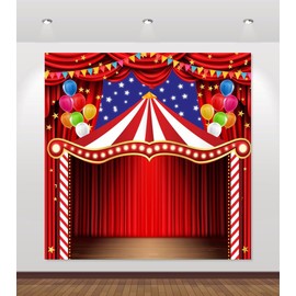 Chloroplastid Circus Carnival Backdrop 10x10ft Carnival Theme Party Decorations Circus Trunk Or Treat Decor Banner Newborn Baby Shower Birthday Photography Background Photoshoot Photo Booth