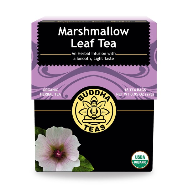 Organic Marshmallow Leaf Tea, 18 Bleach-Free Tea Bags – Caffeine Free Tea Supports Gastrointestinal Issues and Respiratory Health, Rich in Vitamins and Minerals, No GMOs