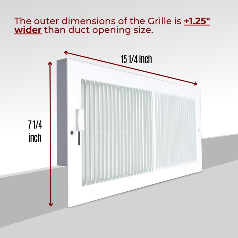 Fits 14x6 Duct Opening | Steel Baseboard Air Supply Grille