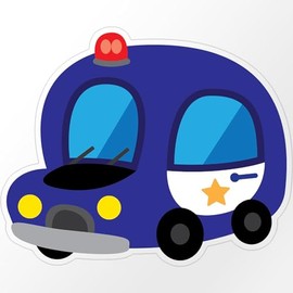 CafePress Police Car Kids Gift Medium Die Cut Sticker, 5.75" x 5.75" Clear