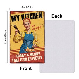 Hobbspring 1 Piece Vintage Metal Tin Signs 20 x 30 cm Retro Diner Decor Metal Kitchen Wall Signs My Kitchen My Rules Poster for Kitchen Office Cafe Pub Home Wall Decoration
