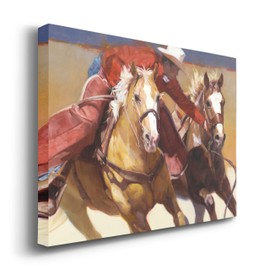 Renditions Gallery Canvas Animal Wall Art Modern Decorations Paintings & Prints Red Western Sporty Cowboy Abstract Rodeo Wall Hanging Artwork for Bedroom Office Kitchen - 12"x18" LT31
