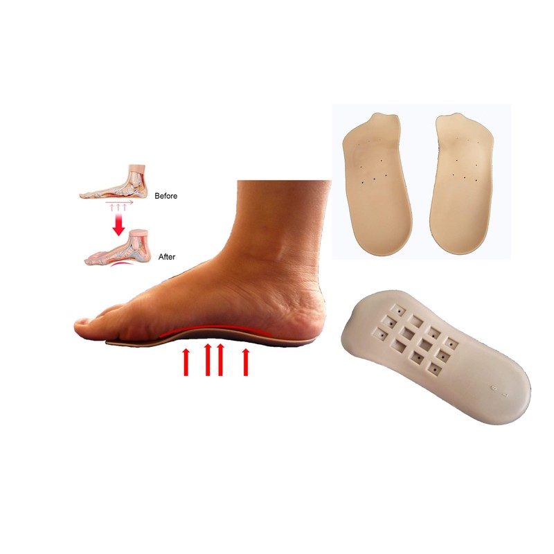 3/4 Length Orthotic Insoles Arch Support Heel Cups (M- UK