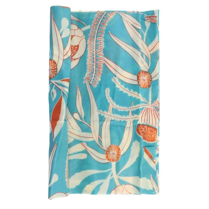 Honeybee Beeswax Wrap Roll (28cm x 100cm), Blue Leaf