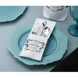 Lillian Rose, White, True Love Silverware Holders, Set of 4, 9"