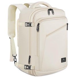 MATEIN Ryanair Hand Luggage Airplane Backpack 40 x 20 x 25 Small Backpack Women's 20 L, Expandable Daypack Travel Backpack Aeroplane Men, Cabin Bag for Business Weekender Travel, Beige
