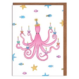 Lottie Murphy Octopus Birthday Card - Blank Card - Female Birthday Card - Card for Her