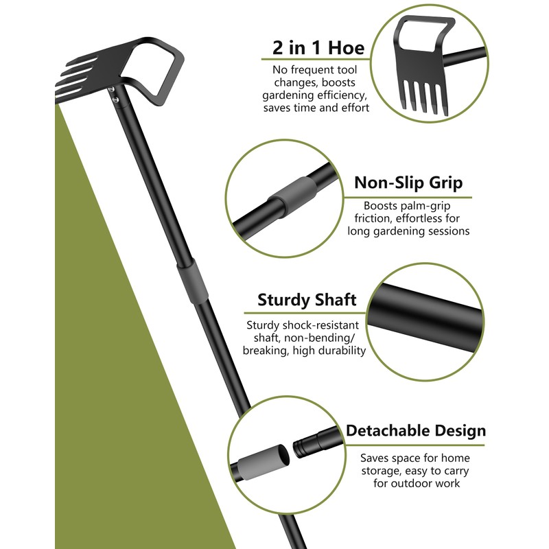 Garden Hoe, 60 Inch Adjustable 2-in-1 Hoe Garden Tool, Sharp
