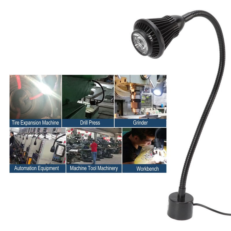 7W LED Machine Work Lamp with Magnetic Base Aluminum Gooseneck