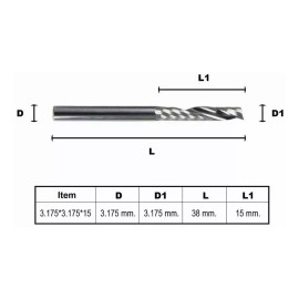 YG-05 Broca Fresa 1/8 Carburo Aluminio Acrílico Mdf 1 Filo Cnc,2pk