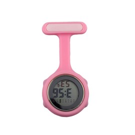 TopHomer 1 x digital nurse watch, digital screen, silent electronic luminous nurse watch with pin/clip-on nurse watch for men and women, pink