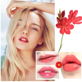 BKPPLZP 2 Pack Crystal Flower Jelly Lipstick,Magic Color Changing Lipstick,PH Clear Temperature Color Changing Lipgloss,Lip Balm,Long Lasting Nourishing Moisturizing Lip Stick Set(Set A)