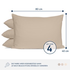Dreamzie Cushion Cover 40 x 80 cm (Set of 4) – 100% Jersey Cotton 150 g/m² Pillowcases – Beige – For Cushions 40 x 80 cm – Cushion Cover – Cushion Cover – Cushion Cover – Resistant and Hypoallergenic