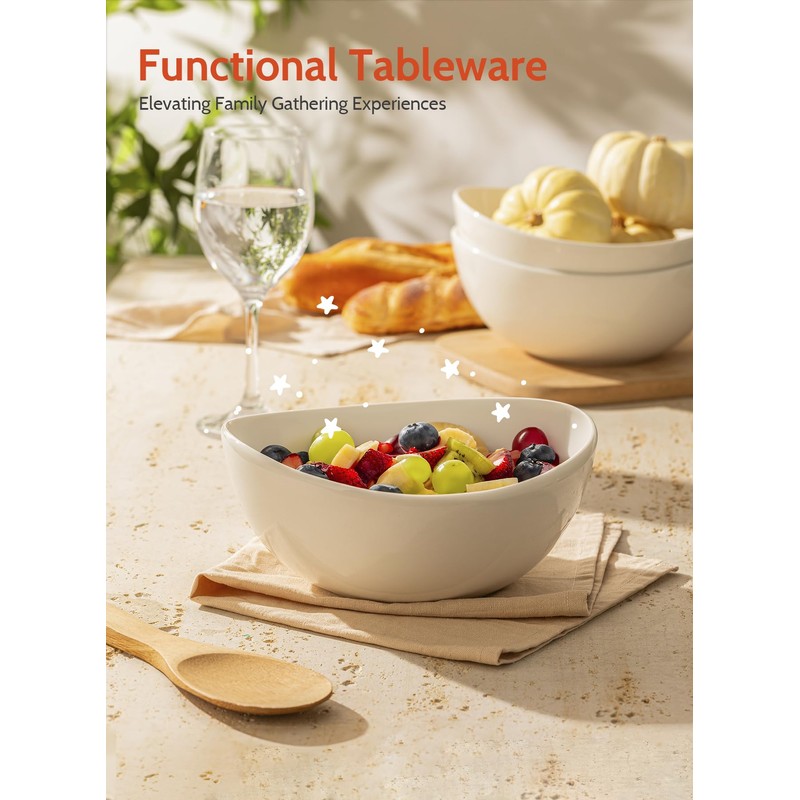 Sweese 8 Inch Porcelain 42 oz Serving Bowls Set of