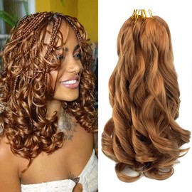 8Packs French Curl Braiding Hair 12 Inch Bouncy Curly Braiding Hair Pre Stretched FrenchCurls for Crochet Braids Loose Wavy Curly BraidingHair Extensions for Women(8Packs,30#)