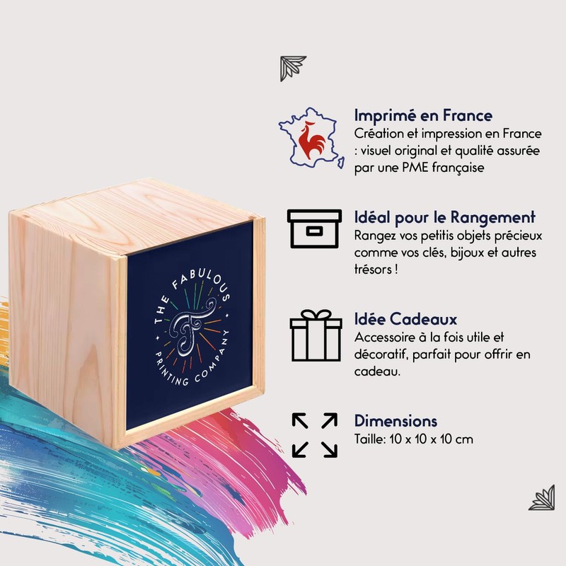 Wooden Box with Eiffel Tower Illuminated Night with View of