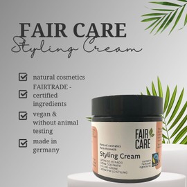 FAIR CARE Stylingcreme Haare 100 ml mit Arganöl - Für alle Haartypen - Fixiert & Modelliert - Mit erlesenen FAIRTRADE Ölen - Natürliche & Vegane Inhaltsstoffe