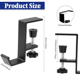 Jeffdad Headphone Stand, Headset Holder with Double Hook, Headphone Stand, Desk Headphone Hanger, Headphone Clip, Gaming Headset Holder (Grey Single Layer Hook)