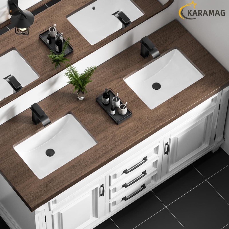 KARAMAG Durable Rectangle Undermount Sink Vitreous Ceramic Lavatory Vanity Bathroom