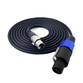 HBU Pack of 1 15 Feet SpeakOn to XLR Female Cable - 1pc Audio Jack Mic Microphone 3 Pole Connection Extension Wire with Twist Lock - 15Ft. Speak-On Male Plug to XLR Cables