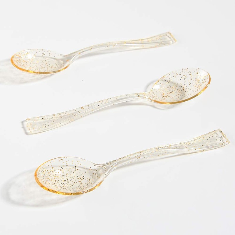 I00000 100 Pack Small Plastic Dessert Cups with Mini Spoons