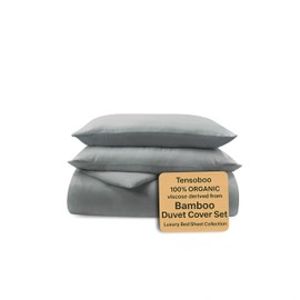 Cooling Queen Duvet Cover Set 3 Piece – 100% Viscose Derived from Bamboo, Silky Soft & Breathable, 90"x90", for Hot Sleepers & Sensitive Skin, Bedding Set, No Comforter Included ([Gray])