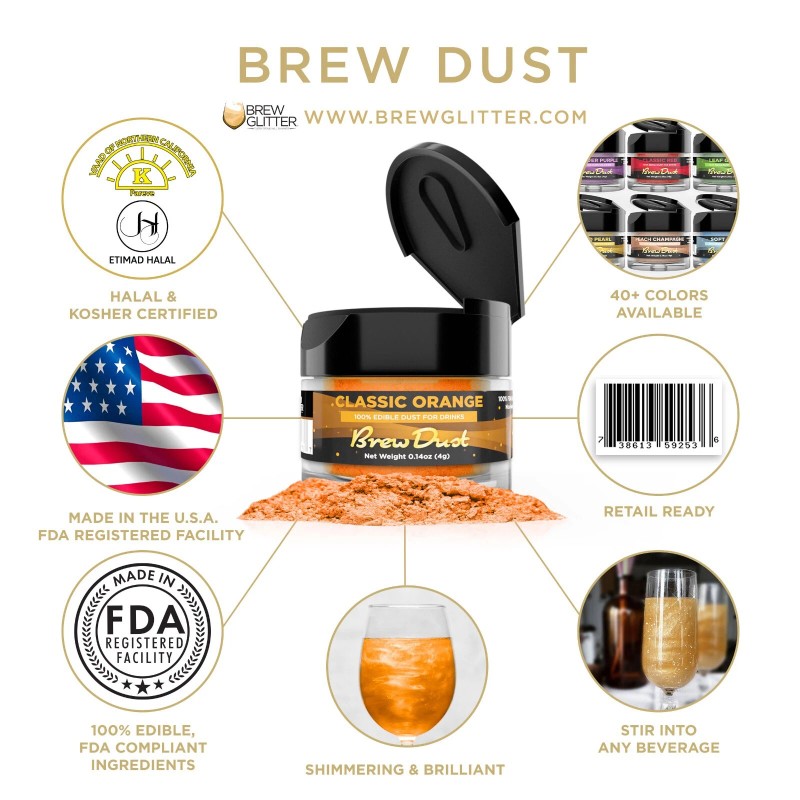 Bakell Classic Orange Brew Dust 4g Metallic Shimmer for Garnishes