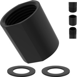 iFealClear Brass Pipe Fitting 1/2 inch G Female Thread, Shower Coupling, G1/2 IPS Thread Converter Adapter for Bathroom Pipes, Hose Extender,Home Plumbing, Extra Washer, Black