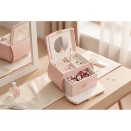 Vlando Caja de Joyas Musical con Bailarina Giratoria, Organizador de Joyas con Cerradura para Niñas para Collares, Anillos y Accesorios para el Cabell