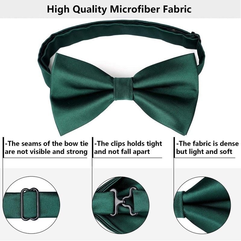 HISDERN Bow Tie Pre-Tied Men's Bow Tie with Pocket Square