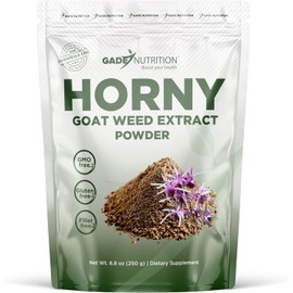Gade Nutrition Horny Goat Weed Powder | Non-GMO, Gluten-Free, Dairy Free & Vegan | 250g (8.8 oz), 1000mg per Serving, 250 Servings| Epimedium Powder for Energy Boost and Immune Support | USA Made