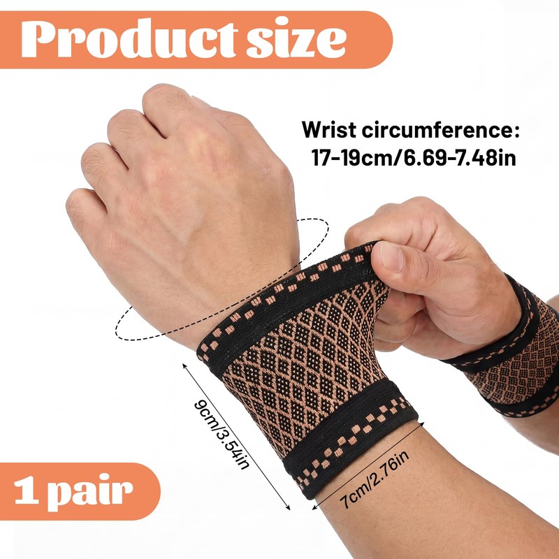 Neyauo 2 Pcs Wrist Compression Sleeve, Wrist Brace Elastic Soft