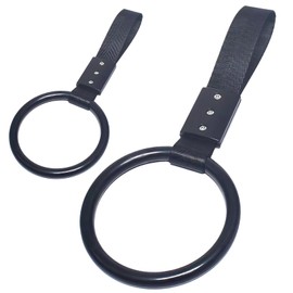 DIZLAS Handrail for Cars, Hanging Leather, Elderly, Nursing Assistance, Safety Handle, Round, Assist Grip, Hanger, Set of 2 (Black)