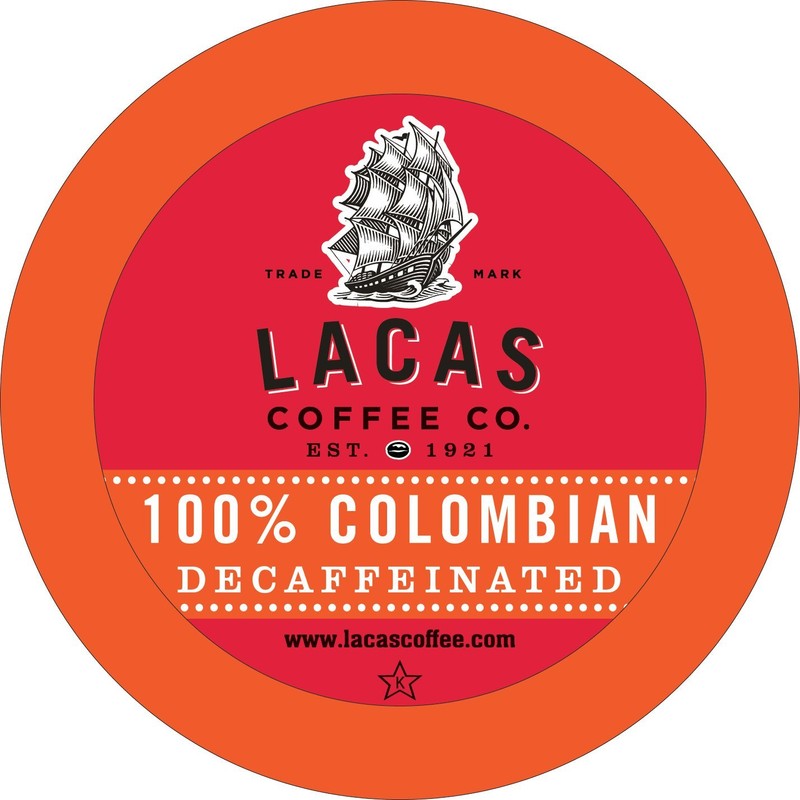 Lacas Coffee 100% Colombian Decaf Single Serve Cups, Compatible with