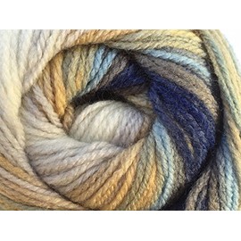 (1) 100 Gram Magic Light - Blues, Gray, Camel, White Self-Striping DK Yarn