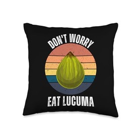 Vintage Lucuma Don't Worry Eat Lucuma Food Lover Throw Pillow, 16x16, Multicolor