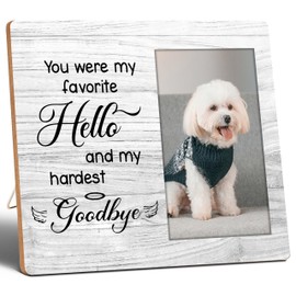 Pet Memorial Frame, 4x6 Picture Frame, You Were My Favorite Hello&My Hardest Goodbye, Memorial Gifts for Dog, Cat Lover, Loss of Pet Sympathy Gift Dog&Cat, Wall Mount&Table Top, bereavement gifts.(002