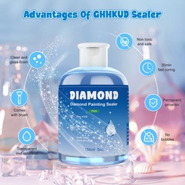 GHHKUD Diamond Painting Sealer 300ML, Diamond Art Glue with Brushes, Fast Drying Diamond Painting Art Sealer, Diamond Painting Glue Accessories Permanent Shine Effect for Diamond Painting&Puzzle Glue