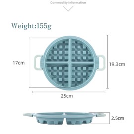 Wisnewth Silicone Waffle Pan Set (2 PSC), 17cm Round Non-Stick Pancake Maker for Oven & Microwave, Heat-Resistant Baking Trays with Handle (Pink+Blue)