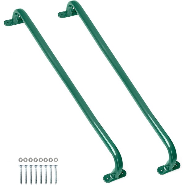 37 Inch Playground Accessories Metal Safety Handles – Long Green Grab Handle Bars for Playset Ladder, Jungle Gym, Monkey Bars, Swing Set, and More