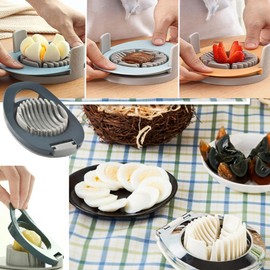 Egg Slicer Stainless Steel Wire Egg Slicer Multifunctional Egg Cutter for Evenly Slicing Boiled Eggs Ham Banana and Strawberry(Blue)