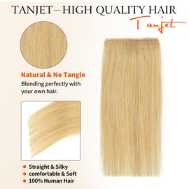 TANJET Hair Toppers for Women Real Human Hair Straight Silky Soft Hairpiece Human Hair Natural Toppers for Women With Thinning Hair Hair Clip in Extensions (#24 Natural Blonde 8 Inch 13g/Pack/1pcs
