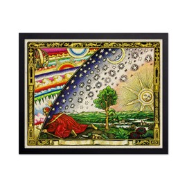 Poster Master Ancient Astronomy Poster - Vintage Cosmogony Print - Gift for Artist, Friend - Flammarion Engraving, Flat Earth Map, Firmament Dome - Wall Decor for Home, Dorm, 16x20 Black Framed