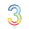 Vibrant Rainbow Border Number "3" Birthday Candle - Multicolored &