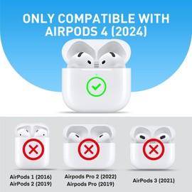 for AirPods 4 Case Cover 2024, Cute Leather Shockproof Protective Cases Compatible with AirPods 4th Generation Case for Women Men (A)